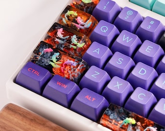 Axolotl Artisan Custom Keycaps, Cherry MX Keycaps Cute ESC Keycap, Axolotl Spacebar Keycap Mechanical Keyboard, Handmade Gift For Friends