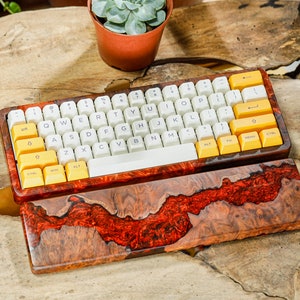 HOT LAVA Artisan Wrist Rest, Wood Mechanical Keyboard Case, Custom Keyboard Case, Wooden Keyboard Cover