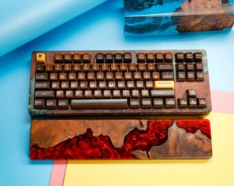 HOT LAVA Artisan Wrist Rest, Resin Keyboard Wrist Rest, Custom Wooden Resin Wrist Rest, Custom Keyboard Wrist Rest, Handmade Gift