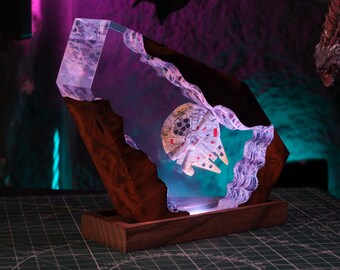 Space galaxy epoxy lamp, star galaxy lamp, interstellar galaxy lamp, resin wood lamp, custom resin lamp, personalized gift, gift for him