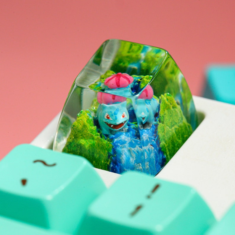 Bulbasaur Pokemon, Pokemon keycap, Custom pokemon, custom keycap, artisan keycap, SA ESC keycap, mechanical keycaps | Gift for him 