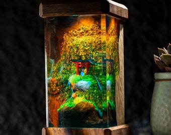 AUTUMNN TORII GATE Resin Lamp, Custom Epoxy Resin Lamp, Resin Wood Art Lamp, Custom Night Light, Personalized Night Light