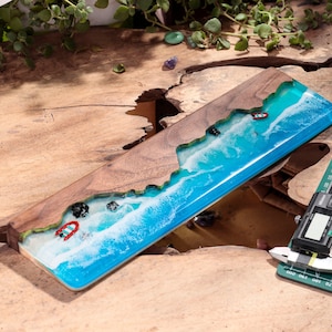 The Far Beach Artisan Wrist Rest, Resin Keyboard Wrist Rest, Custom Wooden Resin Wrist Rest, Custom Keyboard Wrist Rest, Handmade Gift