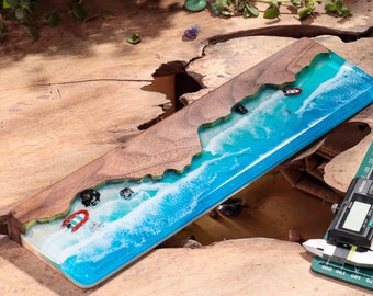 The Far Beach Artisan Wrist Rest, Resin Keyboard Wrist Rest, Custom Wooden Resin Wrist Rest, Custom Keyboard Wrist Rest, Handmade Gift