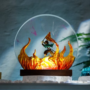 SWORDMAN Resin Lamp, Custom Anime Diorama Night Light, Personalized Diorama Kit Gift For Him, Christmas Gifts for Home Decor image 2