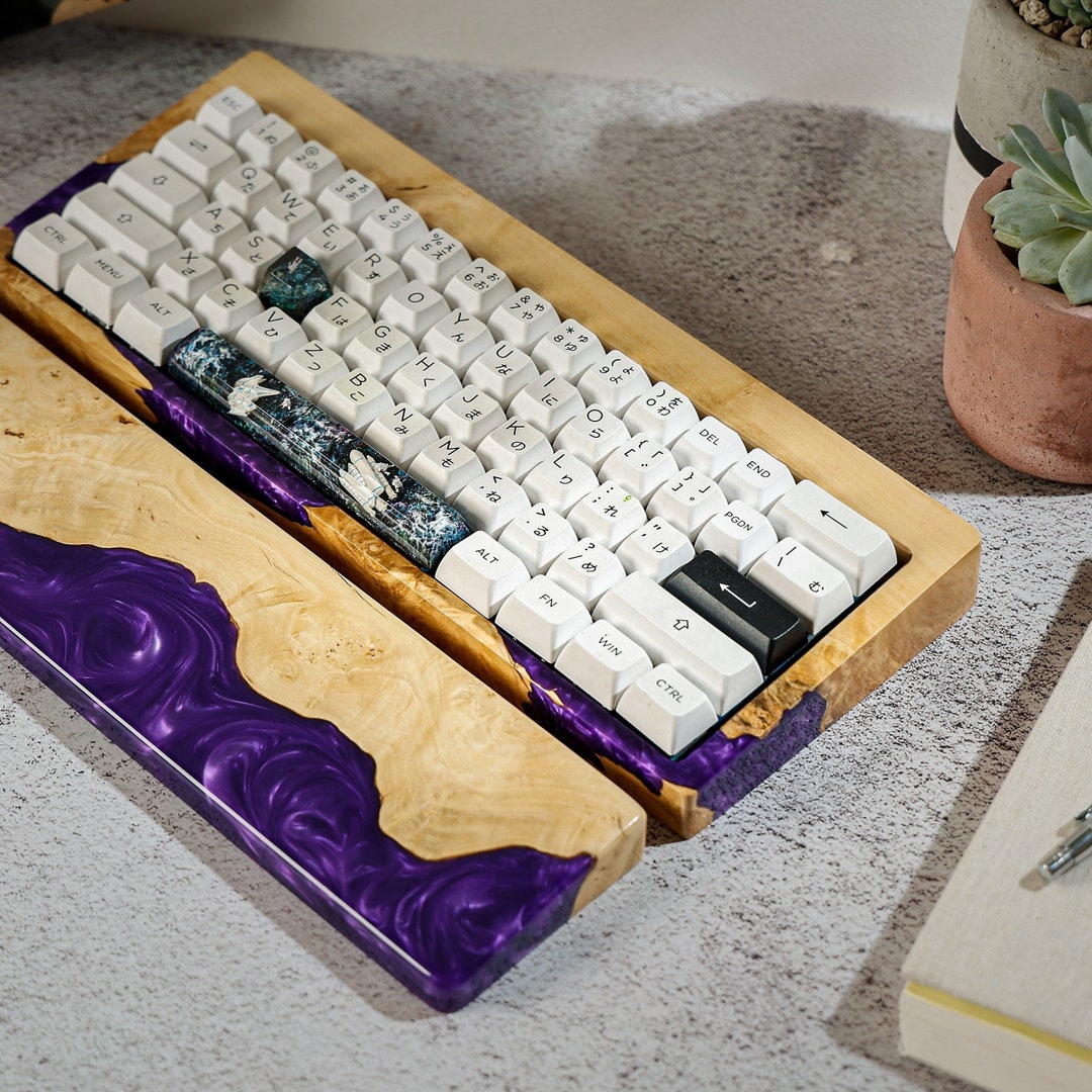 PURPLE LAVA Artisan Wrist Rest, Wood Mechanical Keyboard Case, Custom