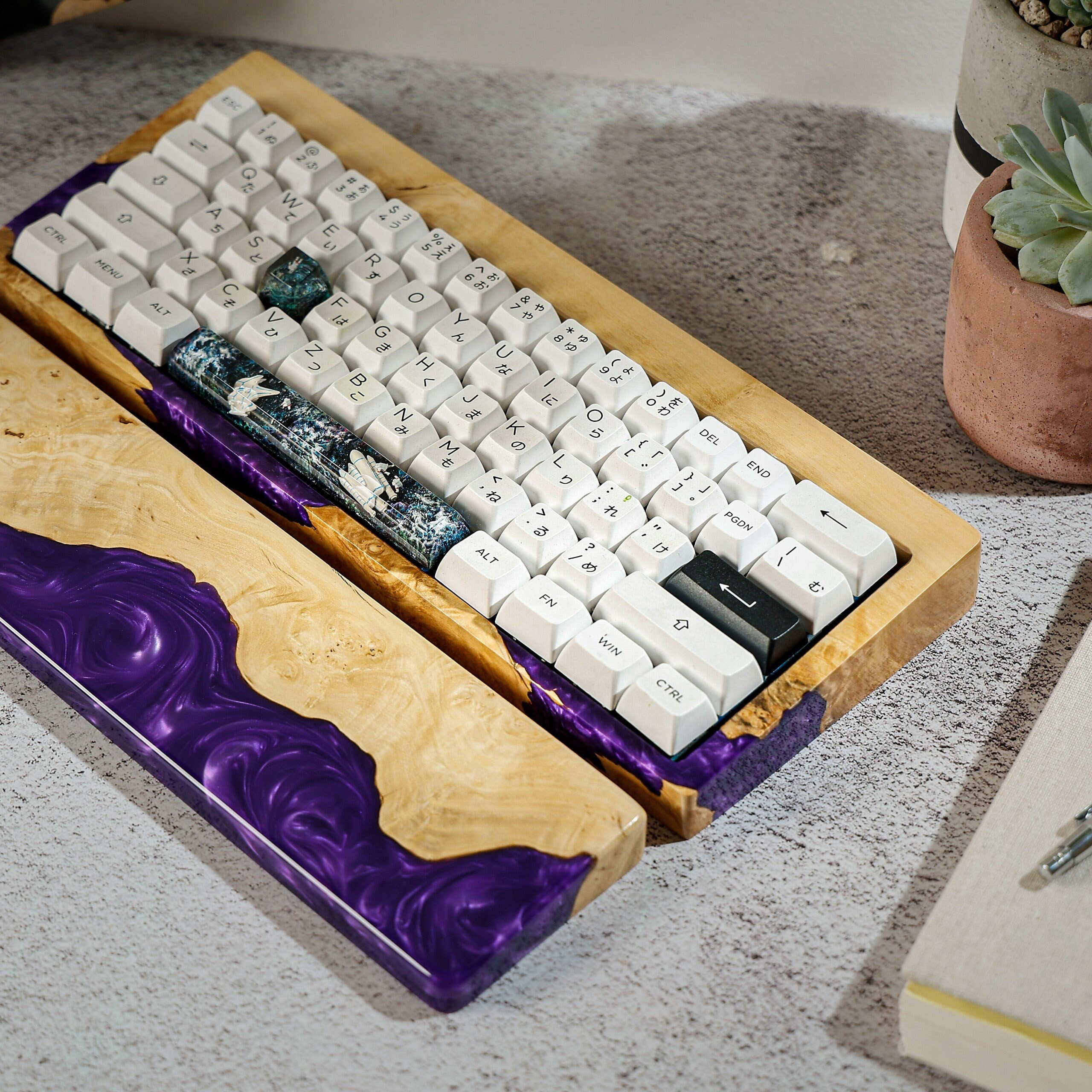 PURPLE LAVA Artisan Wrist Rest, Wood Mechanical Keyboard Case