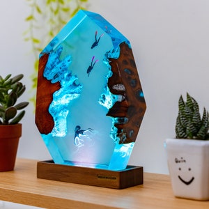 SCUBA DIVER Epoxy Lamp, Custom Epoxy Resin Lamp, Resin Night Light, Resin Wood Art Lamp, Custom Night Light, Personalized Night Light