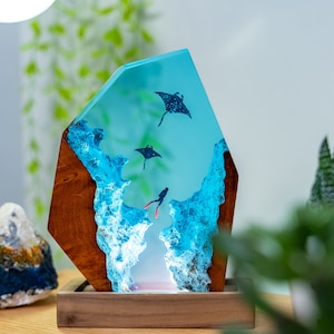 SCUBA DIVER Epoxy Lamp, Custom Epoxy Resin Lamp, Resin Night Light, Resin Wood Art Lamp, Custom Night Light, Personalized Night Light