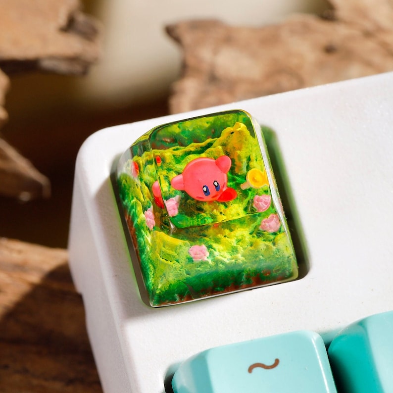 Kirby Keycap, Custom Keycap, Artisan Keycaps, Artisan Keycap, Keycap set, Kute Keycap, Custom Keycap, Esc Keycap, Anime Keycap 