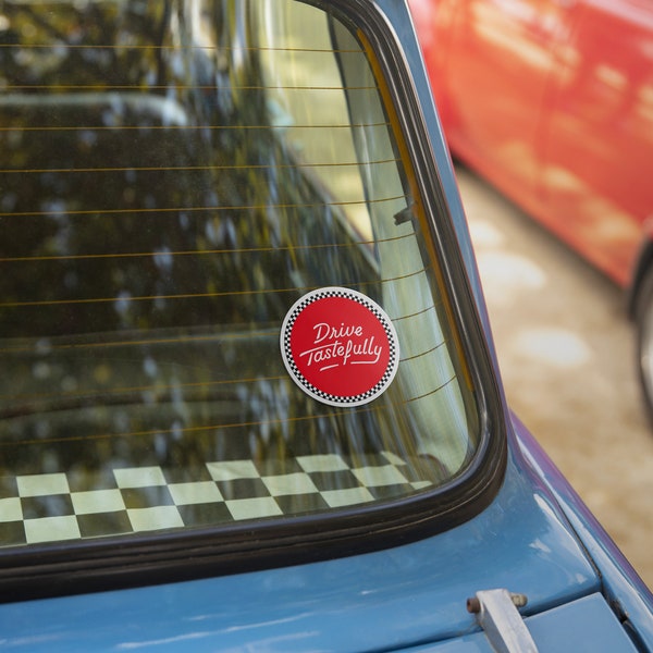 Car window sticker decal (Porsche 911, BMW, Audi, Land Rover, Mercedes), drive tastefully, laptop sticker, car sticker, tumbler sticker