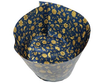 1  hat liner- size Large 7 1/4 (58cm)  22 3/4" - PT004 - gold floral ornament  - thick sturdy satin fabric - no need to glue it to the hat