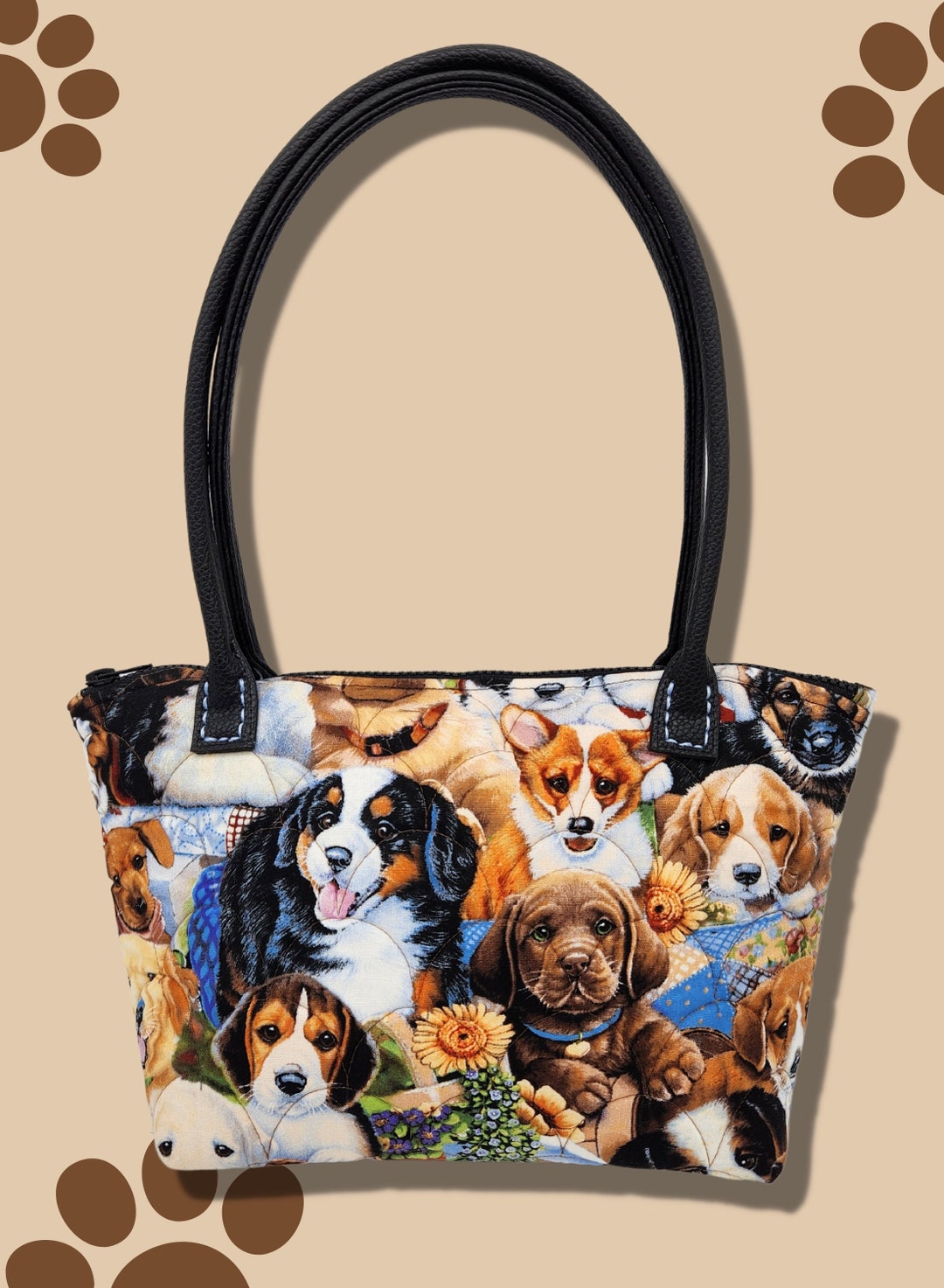Cute Dogs Quilted Handbag Dog Purse Dog Lover Gift Etsy