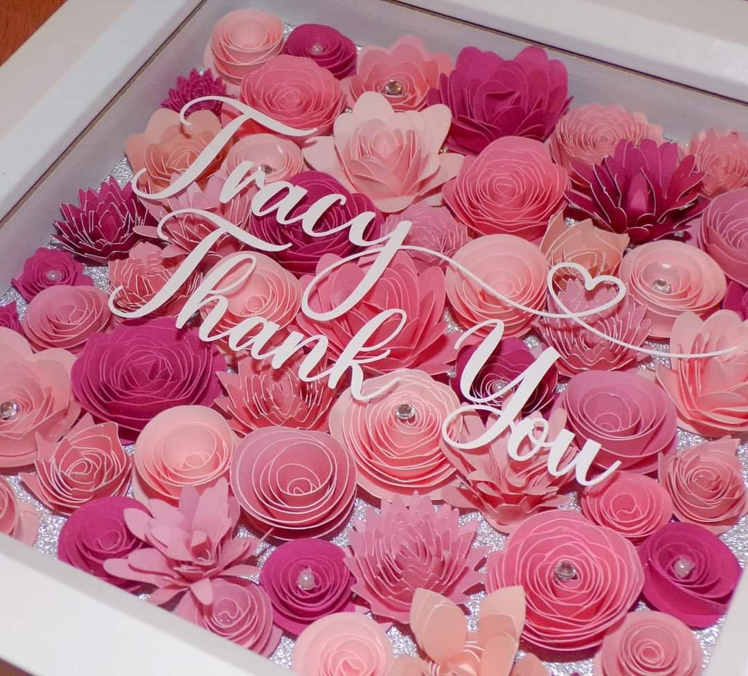 Personalised hand rolled paper flower deep box frame perfect Etsy