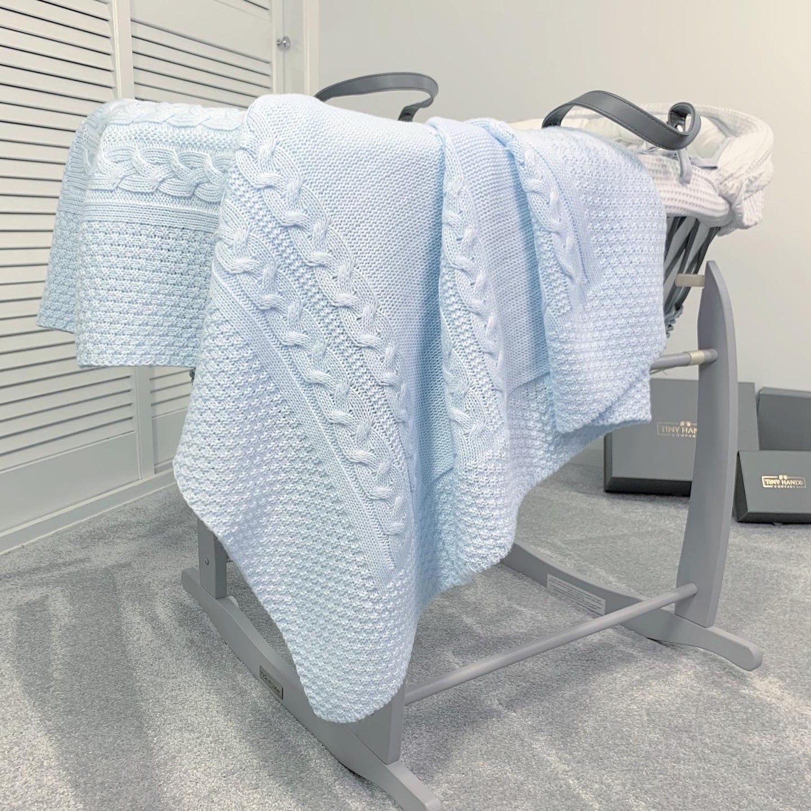 Knitted Blanket Baby Blue Etsy