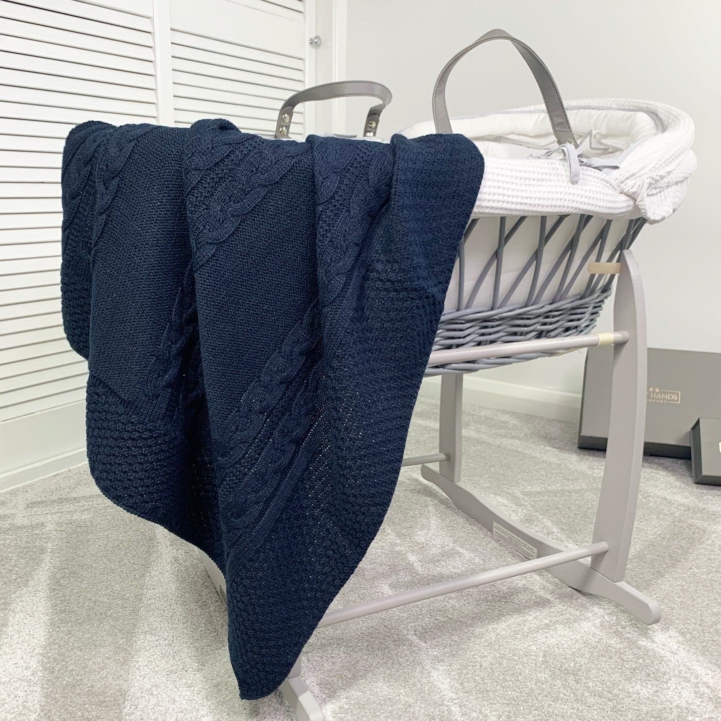 Knitted Blanket Midnight Blue Etsy