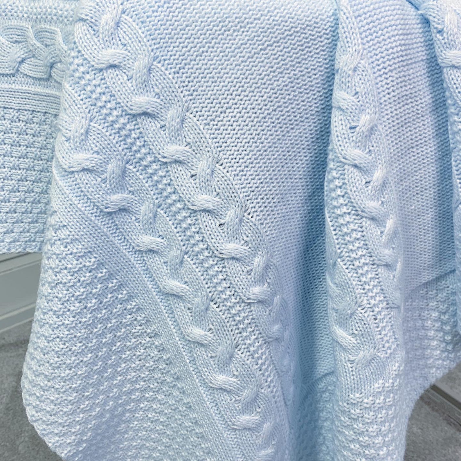Knitted Blanket Baby Blue Etsy