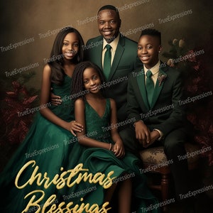 Retrato de Navidad II, Arte AI, Cristiano, Fe, Bendiciones de Navidad, Familia, Padre, Niños, Descargable Digital, Descarga PNG Instantánea