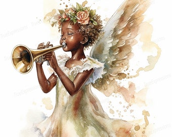 Angel Message, AI Art, Christian, Faith, Wings, Angel, Black, Wings Female, Girl, Digital Downloadable, Instant PNG Download