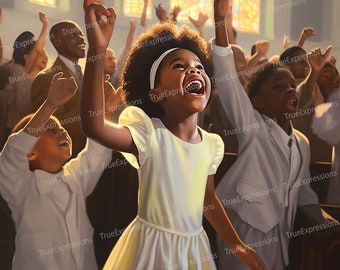 Children of Praise, Printable AI, Christian, Faith, Church, Digital Downloadable, Praise Dance, Singing, Instant PNG Download