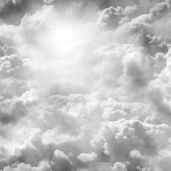Heavenly White Clouds II, AI Art, Christian, Funeral, White, Clouds Heaven, Memorial, Background Digital Downloadable, Instant PNG Download