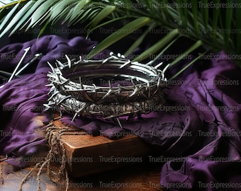 Crown of Thorns, Holy Week, Palm Sunday, Christian, Faith, Jesus, Crown, Purple, AI Digital Downloadable, Instant PNG Download