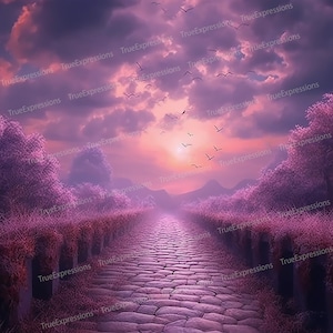 Heavenly Purple VI, Christian, Funeral, Purple, White, Heaven, Memorial, Digital Downloadable, AI Art, PNG Download