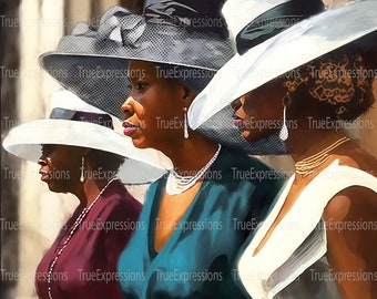 Church Hats AI Art: Senior Women PNG Download