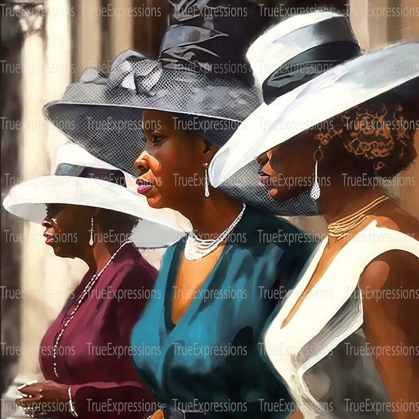 Church Hats, AI Art, Christian, Faith, Senior, Woman Praising in Church Digital Downloadable, Instant PNG Download