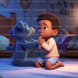 A Toddler's Prayer II, AI, Christian, Faith, Children Digital Downloadable, Download PNG istantaneo
