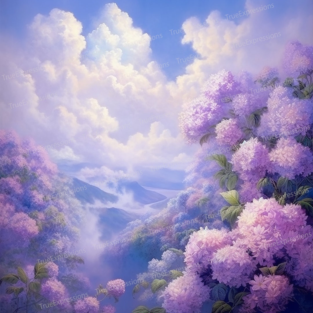 Heavenly Flowers, AI Art, Christian, Funeral, Clouds, White, Pink