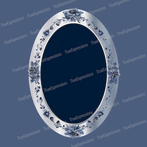 Cadre floral argenté, Art AI, Couverture funéraire, Bleu, Fleurs, Cadre argenté, Photo, Mémorial, Téléchargeable numérique, Téléchargement PNG instantané