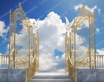 Heavenly Gates PNG: Silver Memorial Background (digital Download