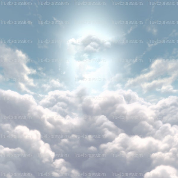 White Clouds, AI Art, Christian, Funeral, Clouds, White, Blue, Heaven, Memorial, Background Digital Downloadable, Instant PNG Download