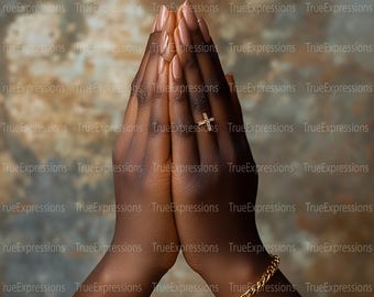 Praying Hands PNG: Christian AI Art (Digital Download)