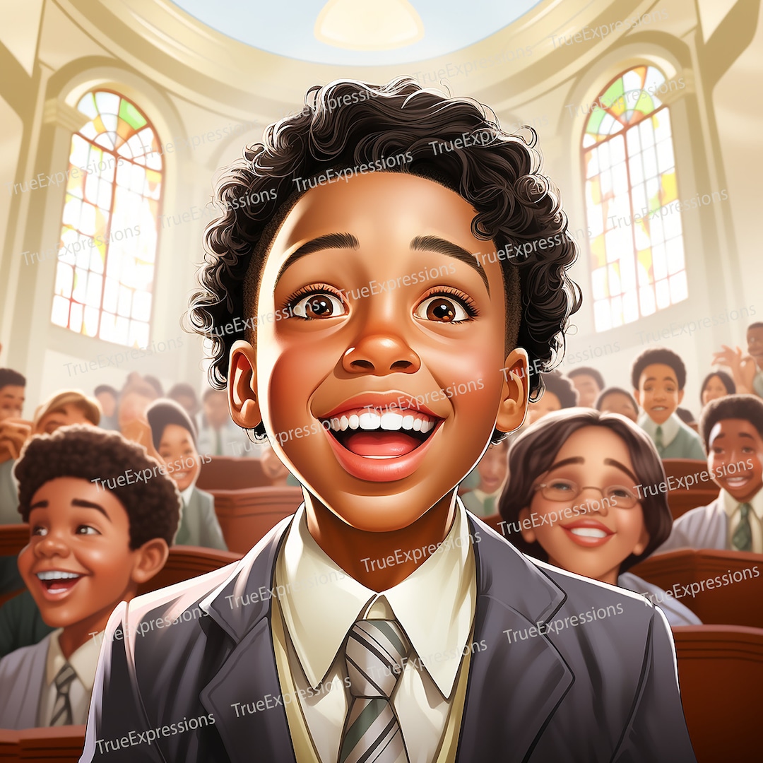 children-in-church-printable-ai-young-black-boy-and-diverse-group