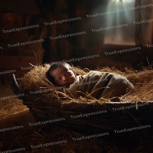 Voor ons is een kind geboren III, Christelijk, Geloof, Kerstmis, Jezus, Baby Jezus, Koning Jezus, Christus, Digitaal downloadbaar, AI Art, PNG Download