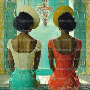 Pew Partner III, chrétien, foi, femme à la mode dans des couleurs pastel à l'église, AI numérique téléchargeable, téléchargement PNG instantané