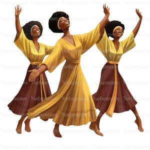 Dancers of Praise, Printable AI, Christian, Faith, Church, Digital Downloadable, Praise Dance, Females, Instant PNG Download
