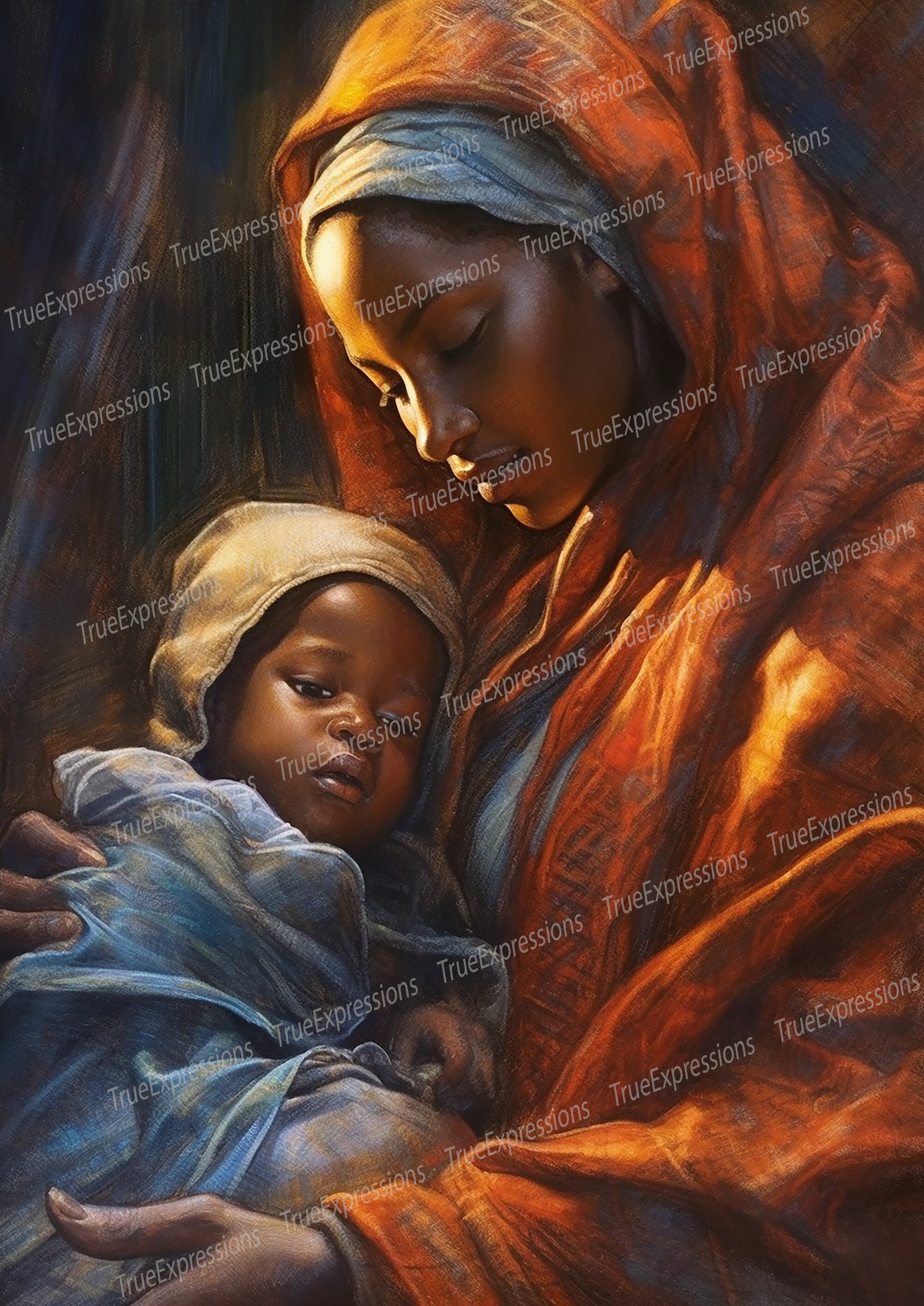 A Child is Born, AI Art, Christian, Faith, Christmas, Jesus, Christ, Mother, Mary, Baby Jesus, Digital Downloadable, Instant PNG Download