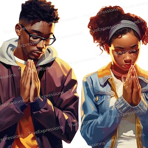 Teen Gebetskrieger, AI, christlich, Glaube, betende Kinder, digital herunterladbar, sofortiger PNG-Download