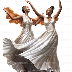 Bailarines de alabanza XX, AI imprimible, cristiano, fe, iglesia, descargable digital, danza de alabanza, mujeres, descarga PNG instantánea
