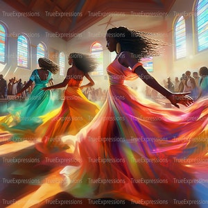 Church Flow imprimible AI, cristiano, fe, iglesia, descargable digital, danza de alabanza, canto, descarga instantánea PNG