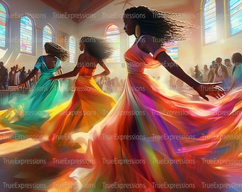 Church Flow Printable AI, Christian, Faith, Church, Digital Downloadable, Praise Dance, Singing, Instant PNG Download