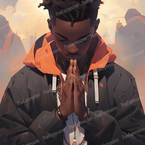My Father in Heaven II, Printable AI, Christian, Faith, Church, Digital Downloadable, Praying, Male, Instant PNG Download
