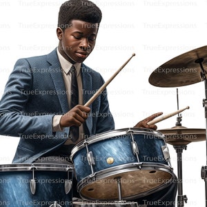Drum Beat for Jesus, AI Art, Christian, Faith, Young Teen Playing Drums in Church, Musician Digital Downloadable, Instant PNG Download