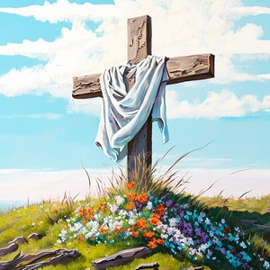 He is Risen PNG: Christian Easter Art (Digital Download)
