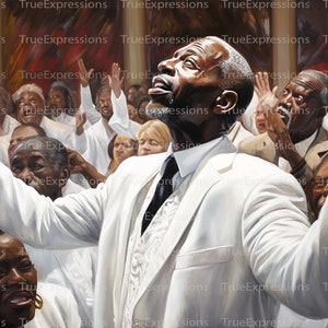 Vader I Stretch III, AI Art, Christian, Faith, Senior, Man Praising in Church Digital Downloadable, Instant PNG Download