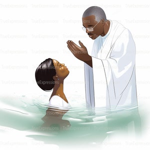 In de naam van de vader, AI, christen, geloof, kinderen, meisje gedoopt, predikant, digitaal downloadbaar, Instant PNG-download