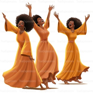 Praise Dancers III, Printable AI, Christian, Faith, Church, Digital Downloadable, Praise Dance, Singing, Instant PNG Download
